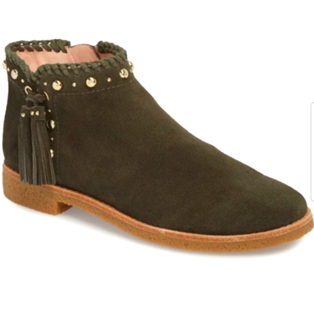 NIB Kate Spade bowie suede tasseled olive boots